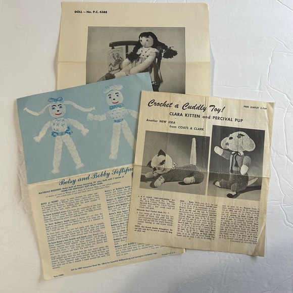 Vintage Knit/Crochet Plush and Doll Patterns Lot of 4 HTF RARE - Picture 1 of 10